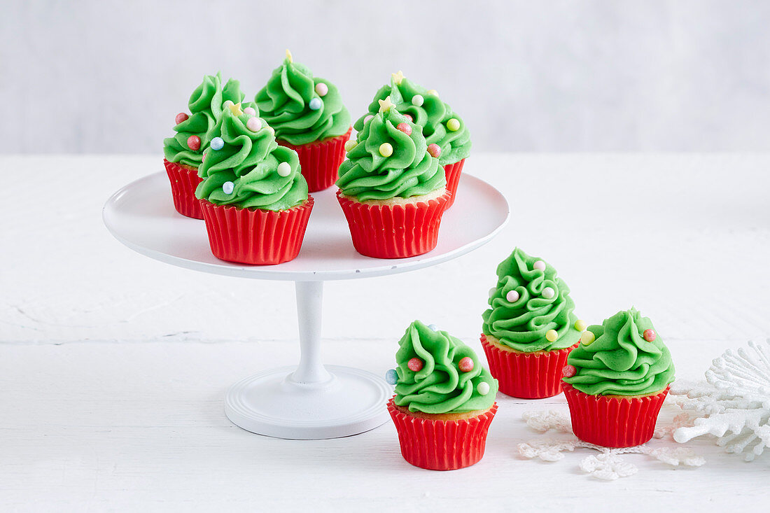 Mini-Weihnachtsbaum-Cupcakes