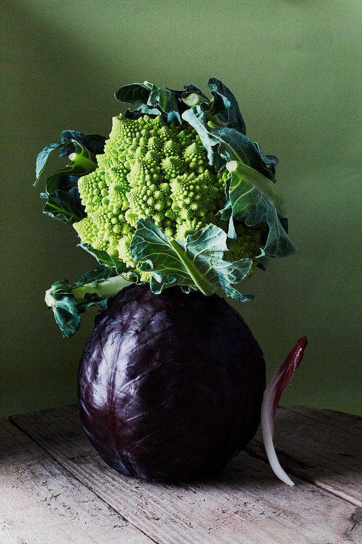 Rotkohl und Romanesco