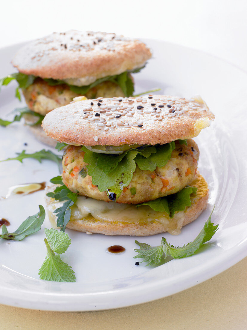 Tofu burgers with emmental and herbs