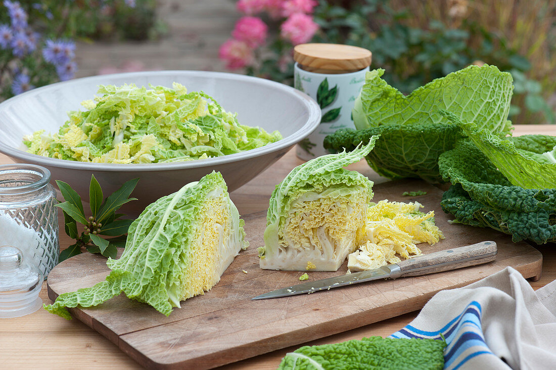 Cut Freshly Harvested Savoy Cabbage Ready To Cook