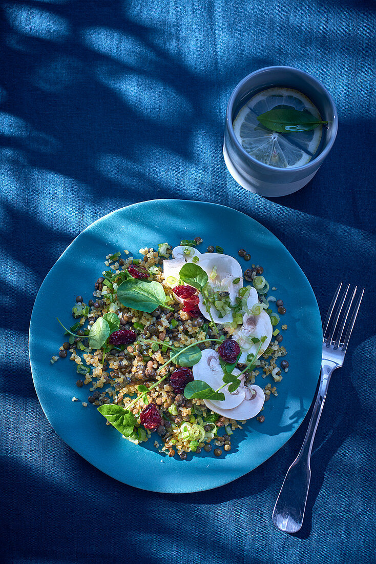 Bulgursalat mit Cranberries und Champignons