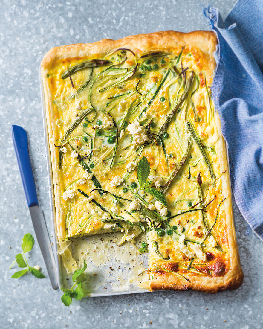 Summer vegetable and feta quiche