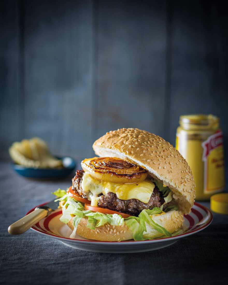 Squashed burgers with salt and vinegar onions