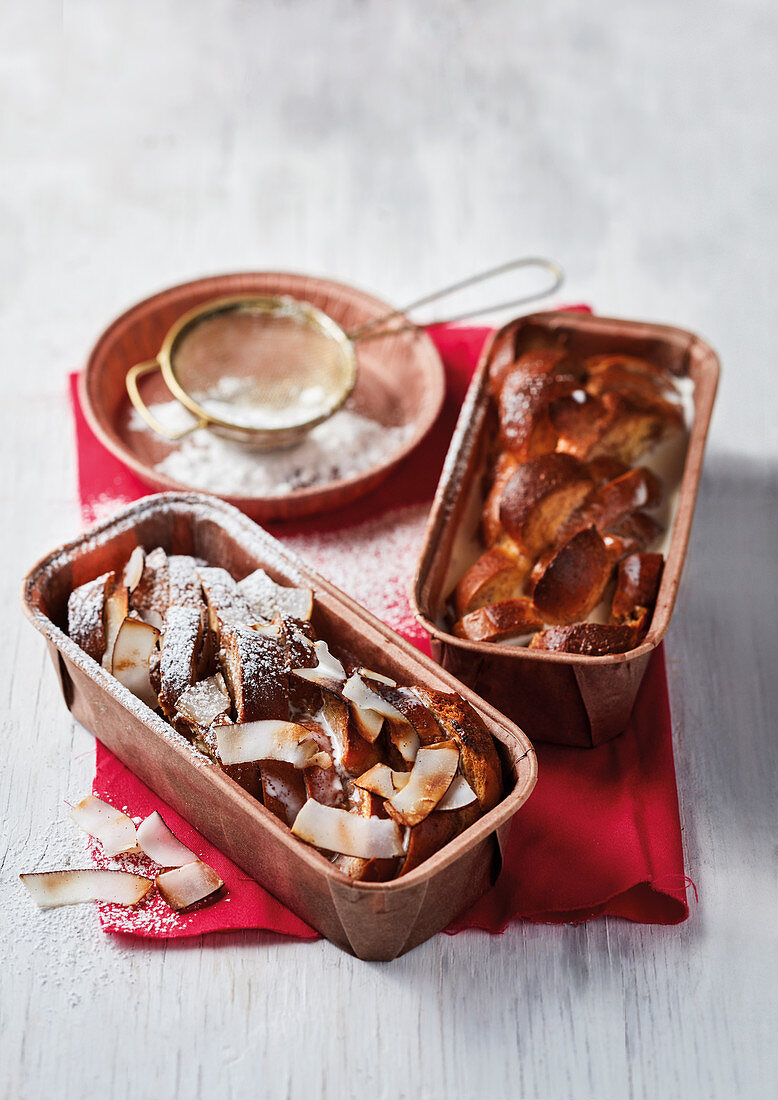 Coconut-chai bread and butter pudding