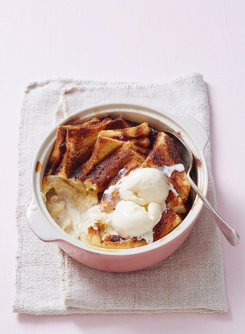Bread & Butter Pudding with ice cream