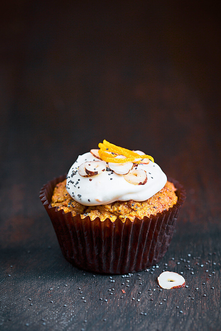 Orange, carrot and poppy seed cupcakes