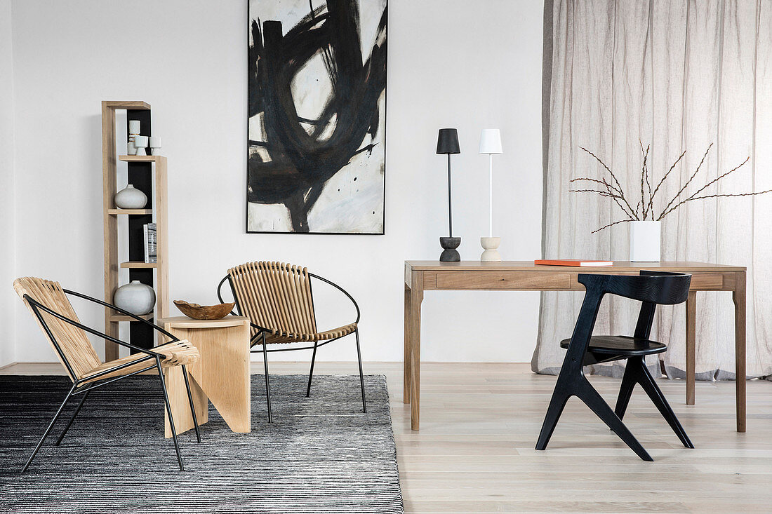 Wooden designer furniture in living room