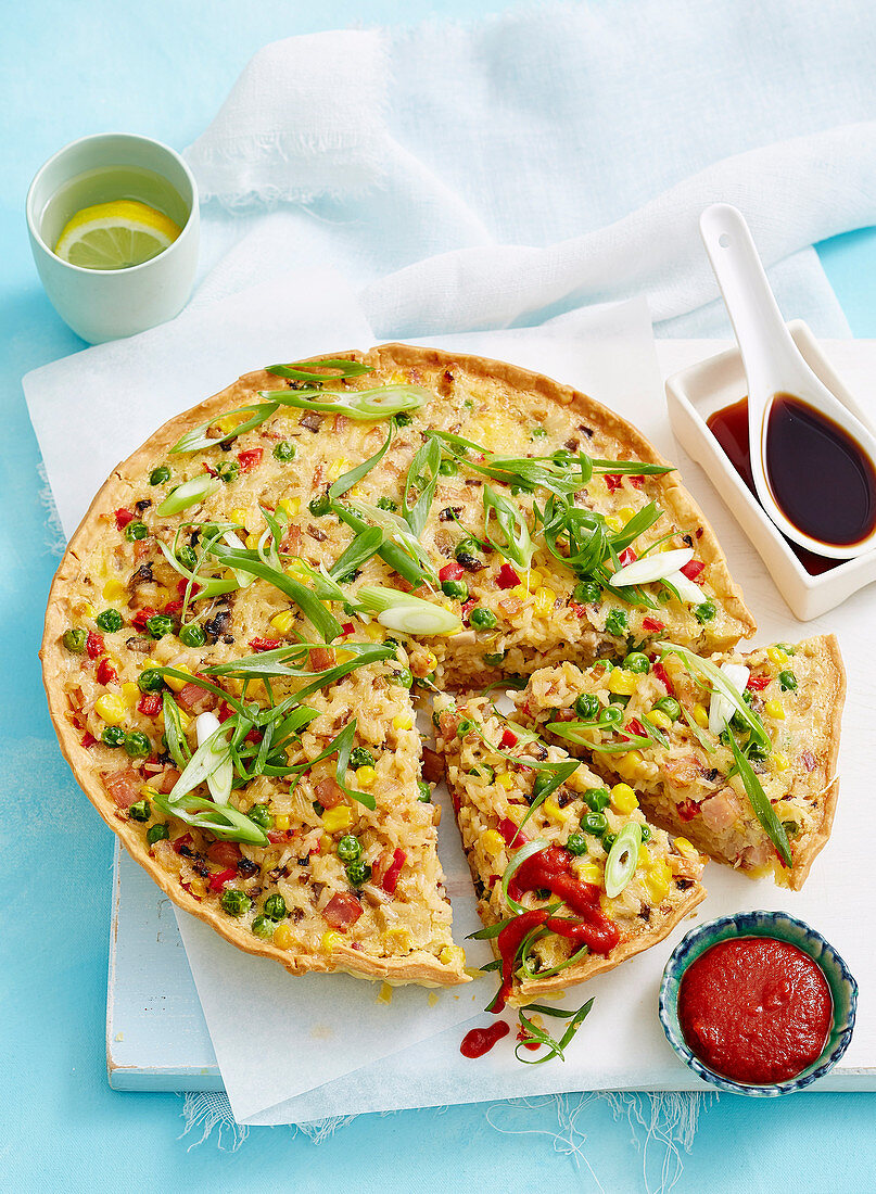 Fried rice quiche with vegetable