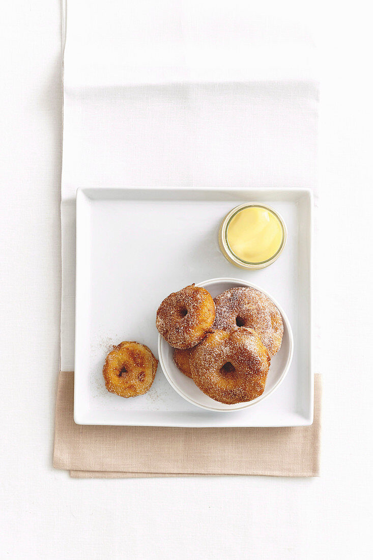 Apple doughnuts with cinnamon sugar
