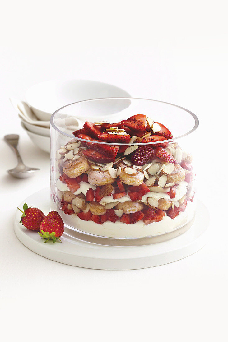 Strawberry and almond trifle