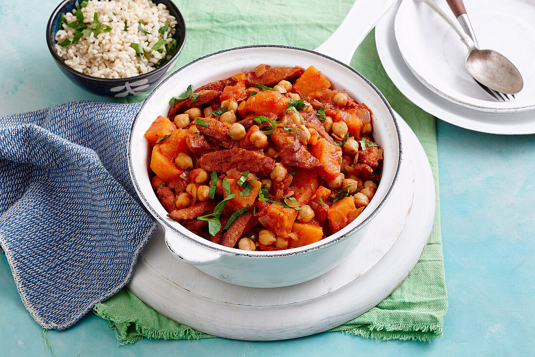 Tomato, Chorizo and Kumara hotpot