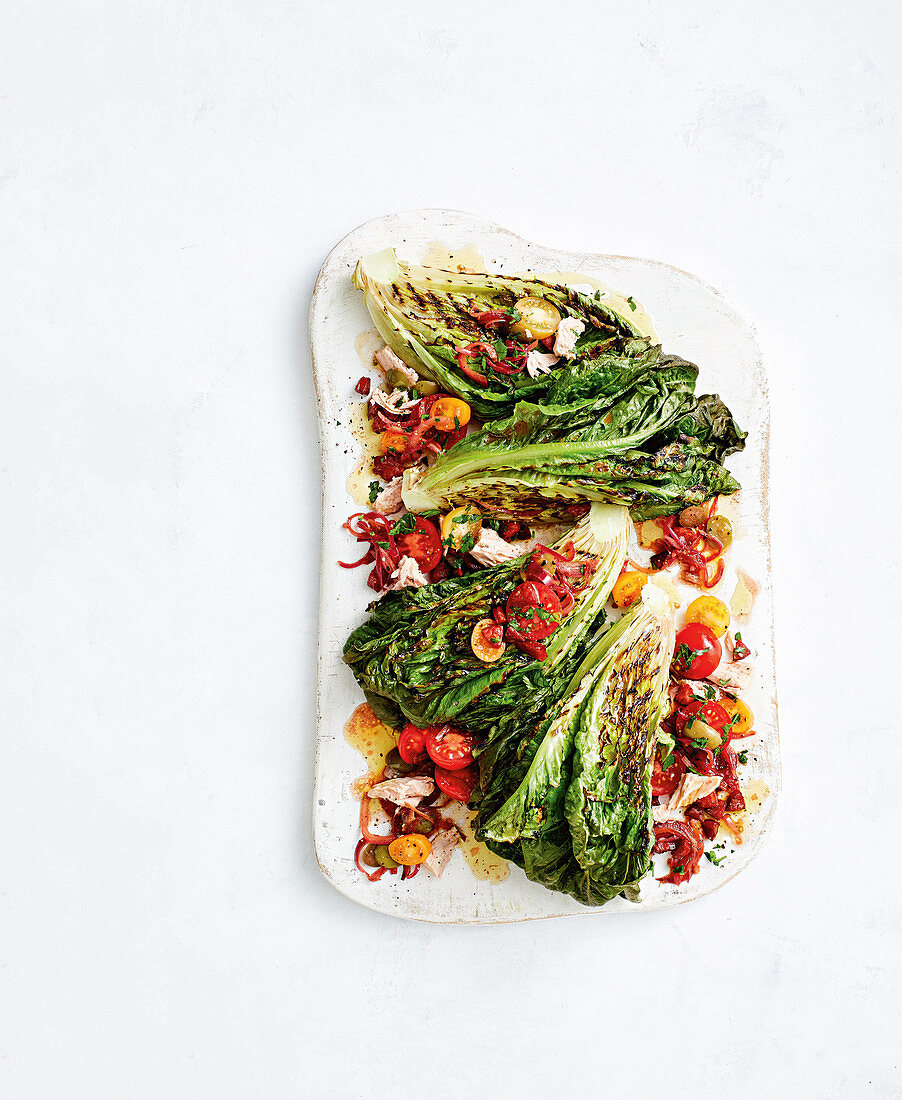 Spanish salad with chargrilled cos lettuce