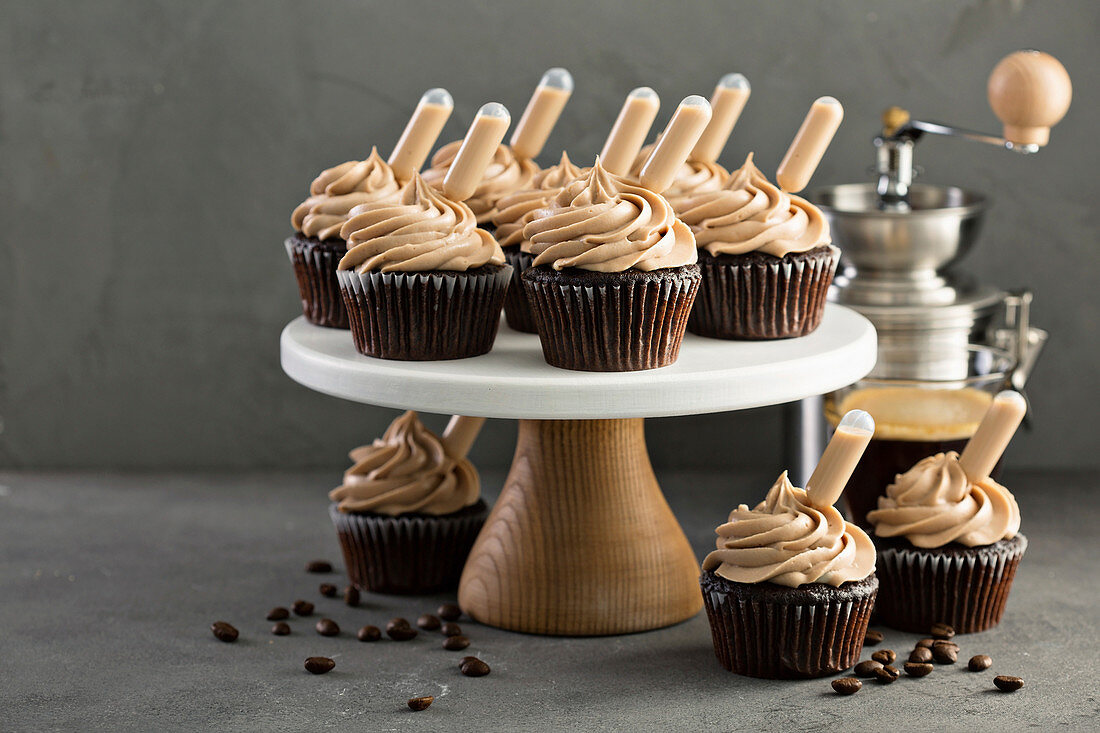 Chocolate espresso cupcakes with Irish Cream