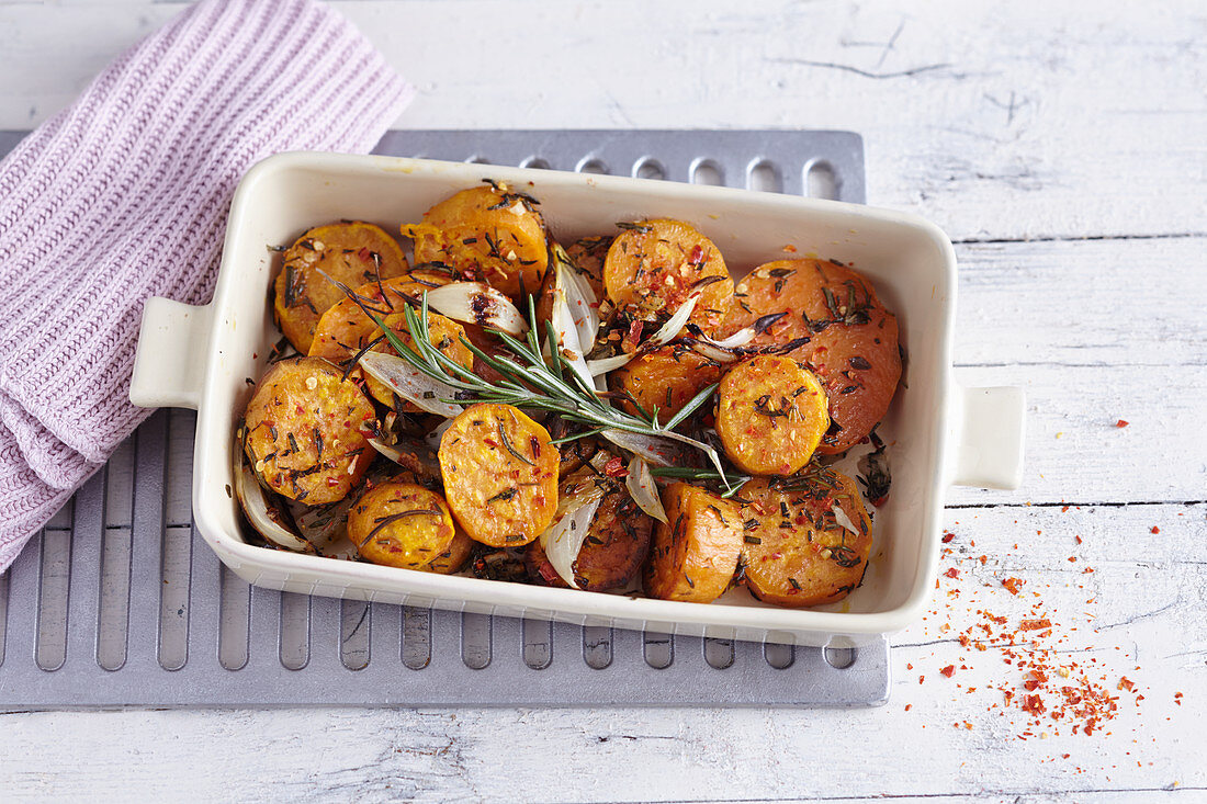 Fried herb sweet potatoes with rosemary