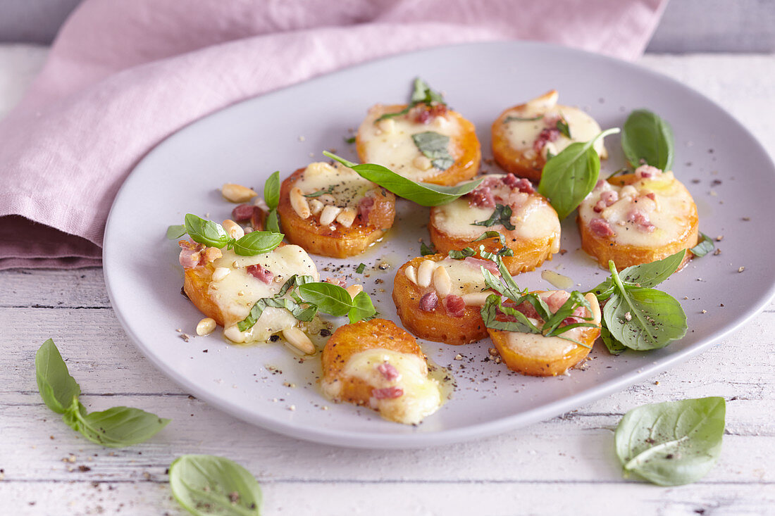 Caprese sweet potato slices