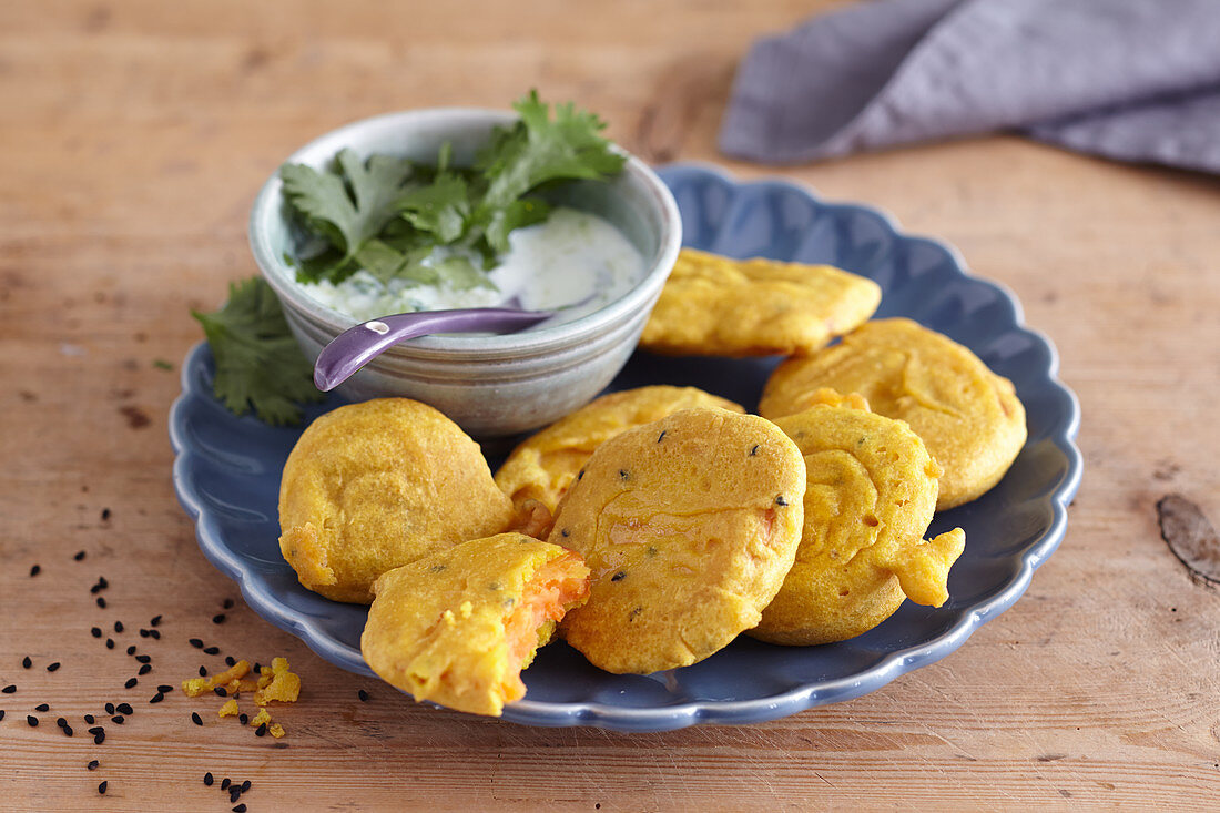 Indian sweet potato and chickpea fritters
