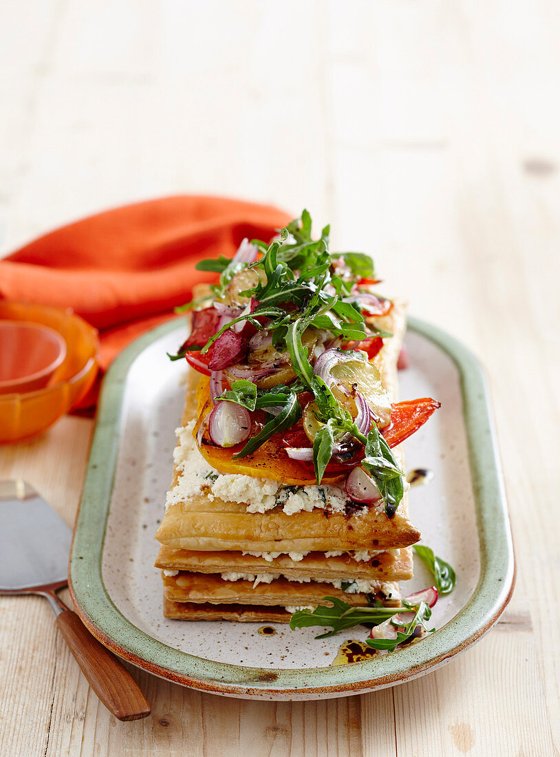 Ricotta and vegetable mille-feuille