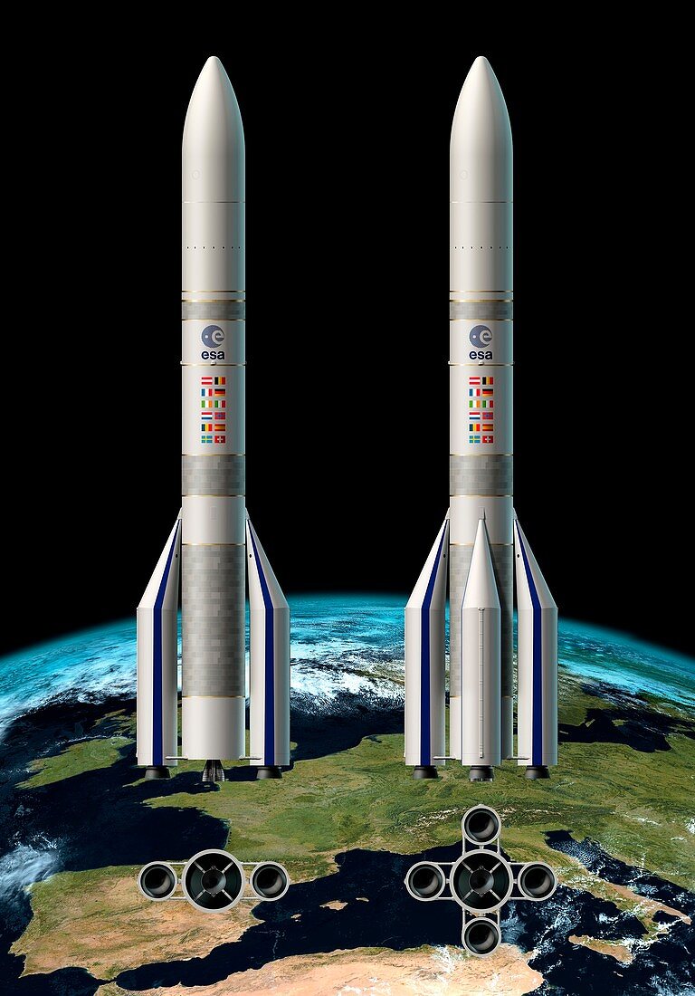 Ariane 6 launch system configurations, illustration