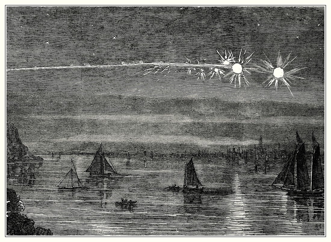 Meteor display over New York, 1860