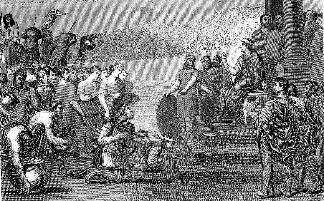 Flavius Belisarius at Constantinople, 19th C illustration