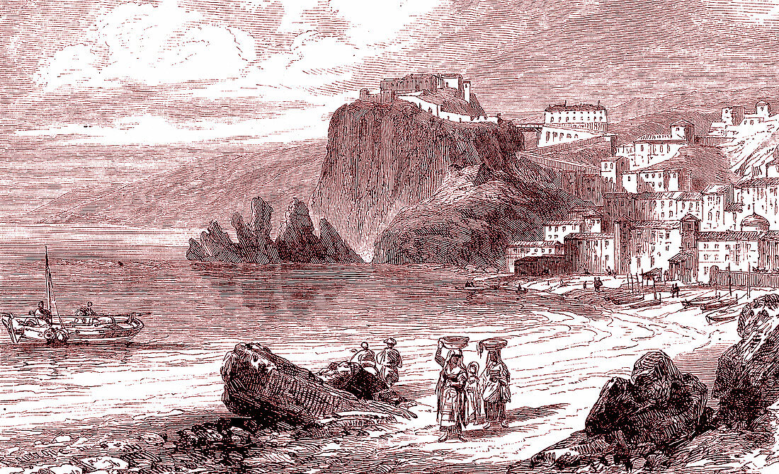 Strait of Messina, Italy, 19th Century illustration