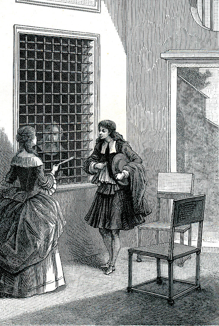 Convent visit, 19th Century illustration