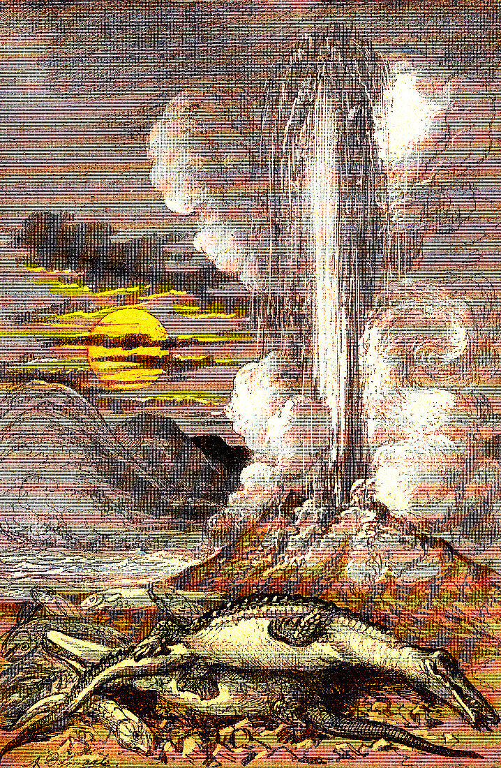 Mass extinction, 19th Century illustration