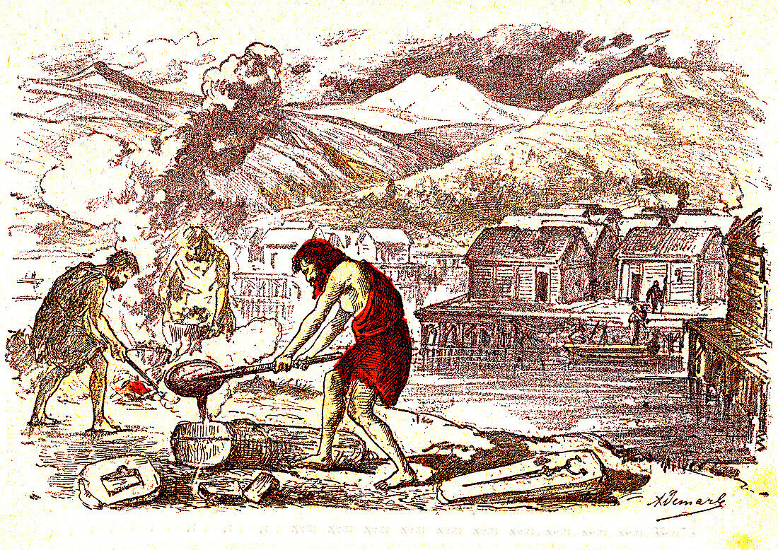 Bronze age humans, 19th Century illustration