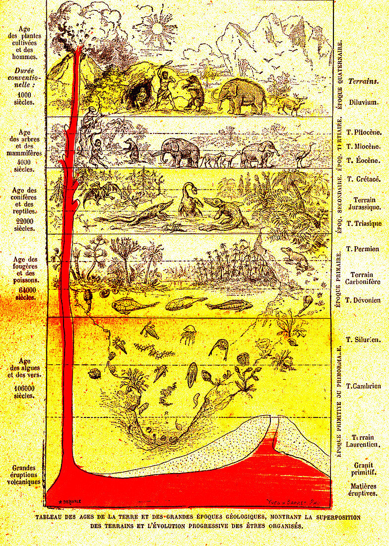 Geologic periods, 19th Century illustration