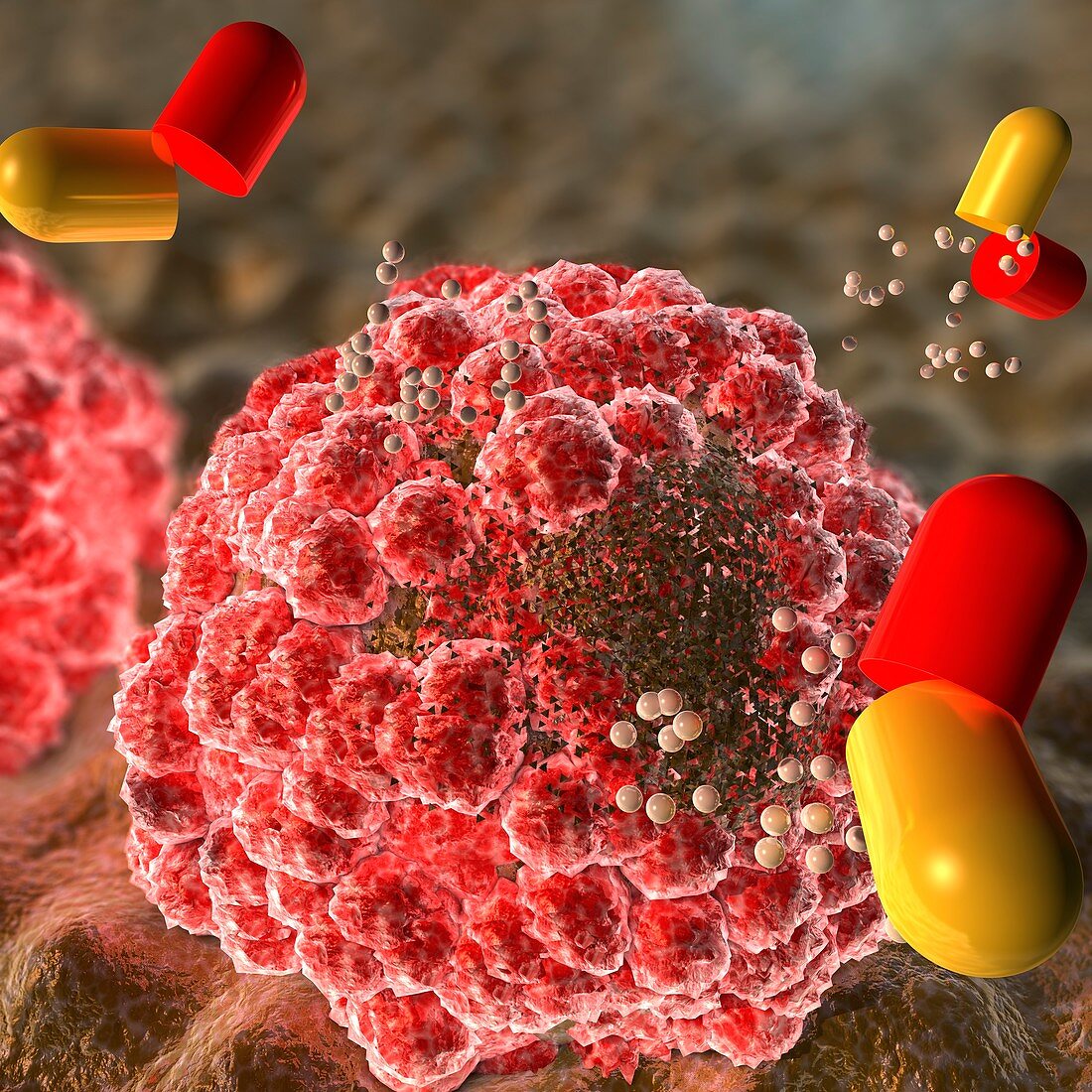 Anti-cancer nanoparticles, illustration
