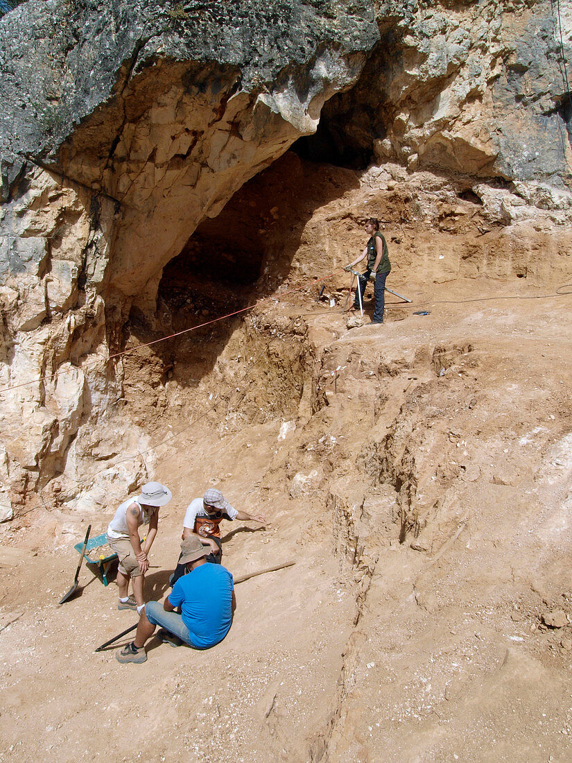 Surveying at Cueva Fantasma fossil site, Spain