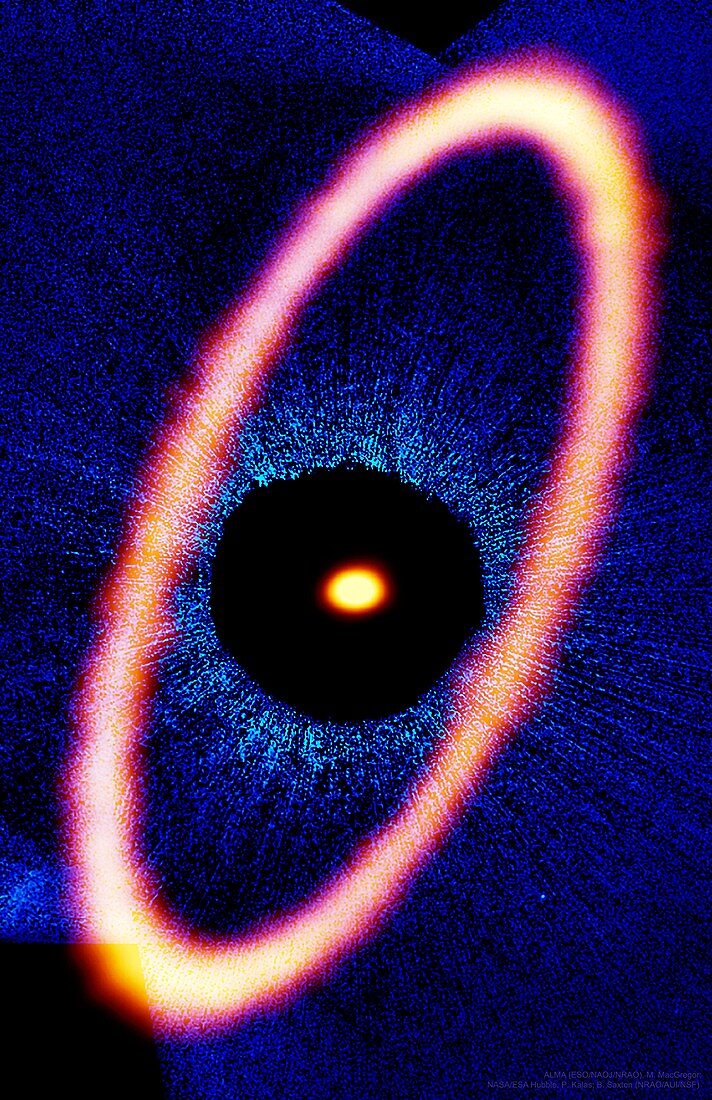 Fomalhaut ice ring, ALMA and HST image