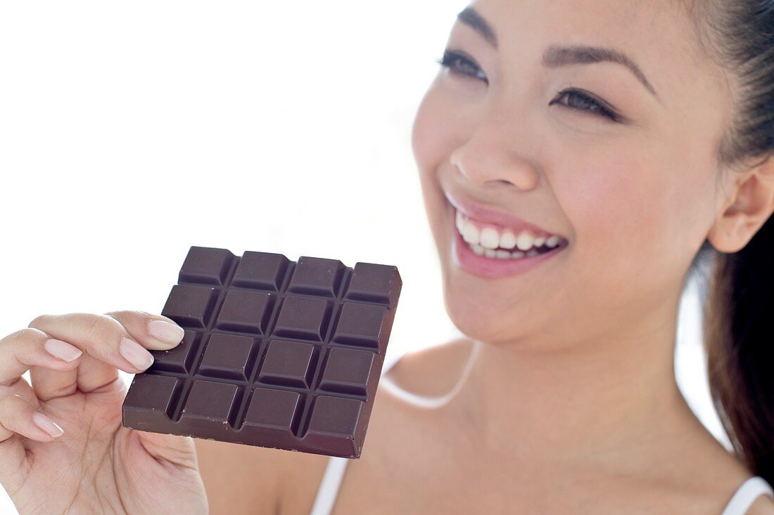 Woman holding chocolate