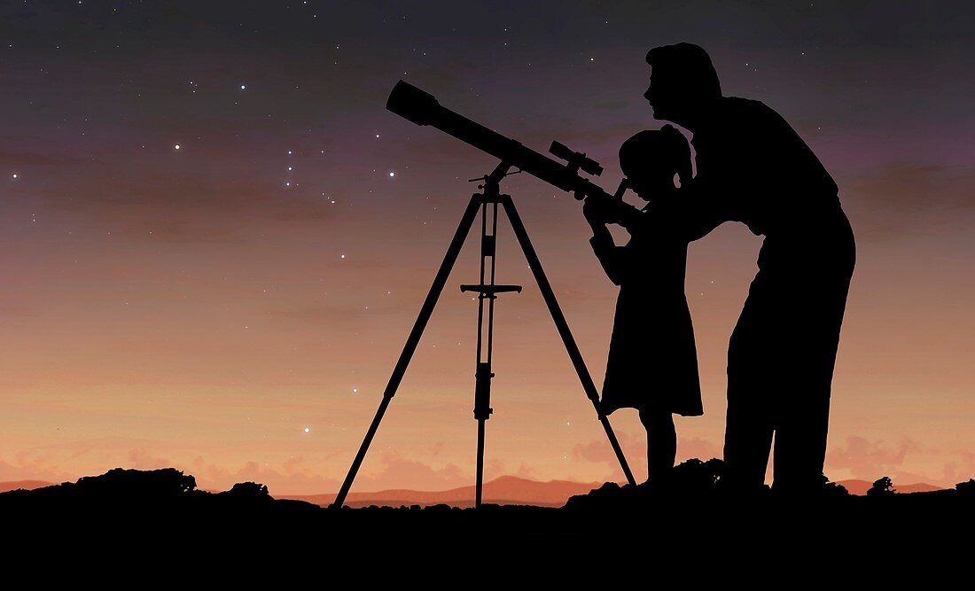 Man and Girl at Telescope