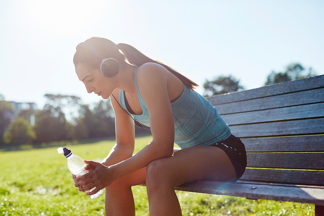 Young woman wearing headphones