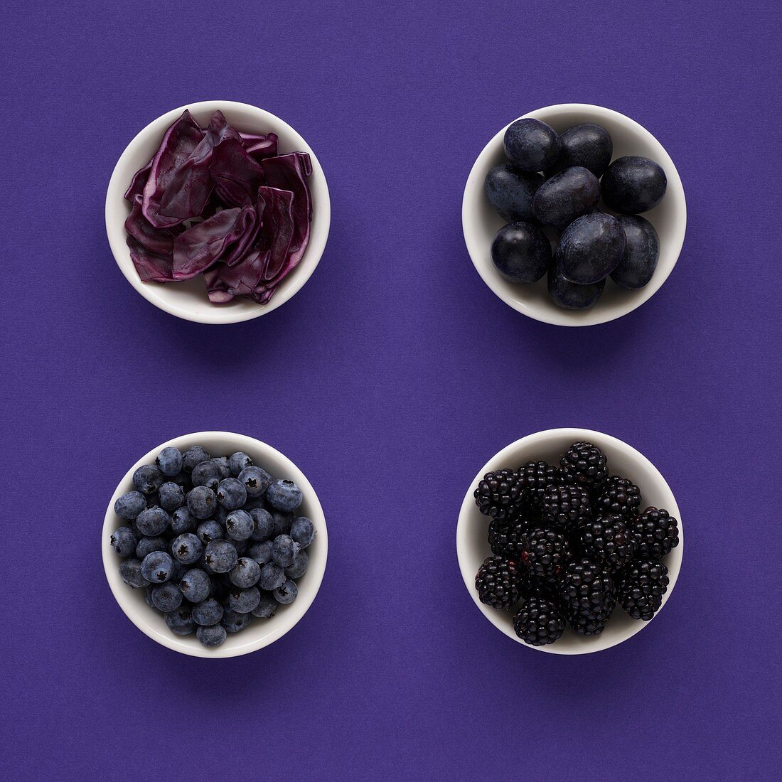 Purple produce in dishes