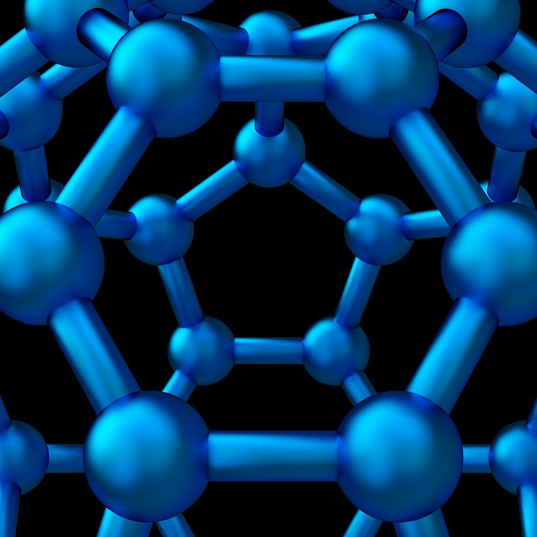 Buckyball molecule C60 detail, illustration