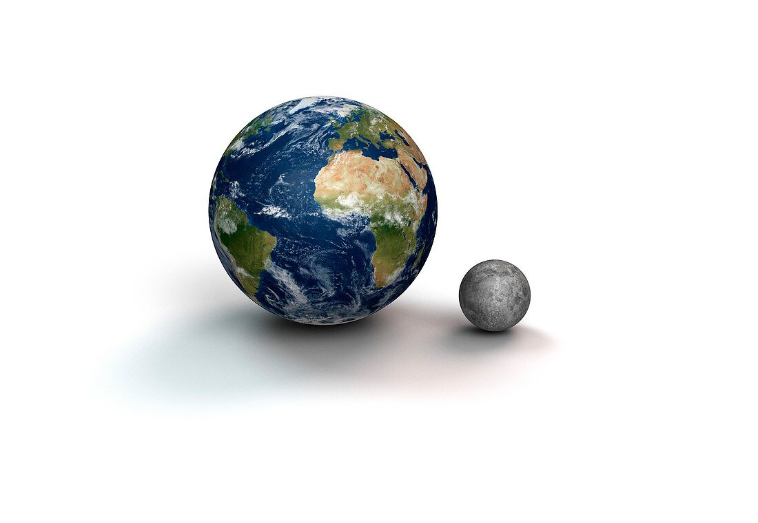 Earth-Moon comparison, illustration