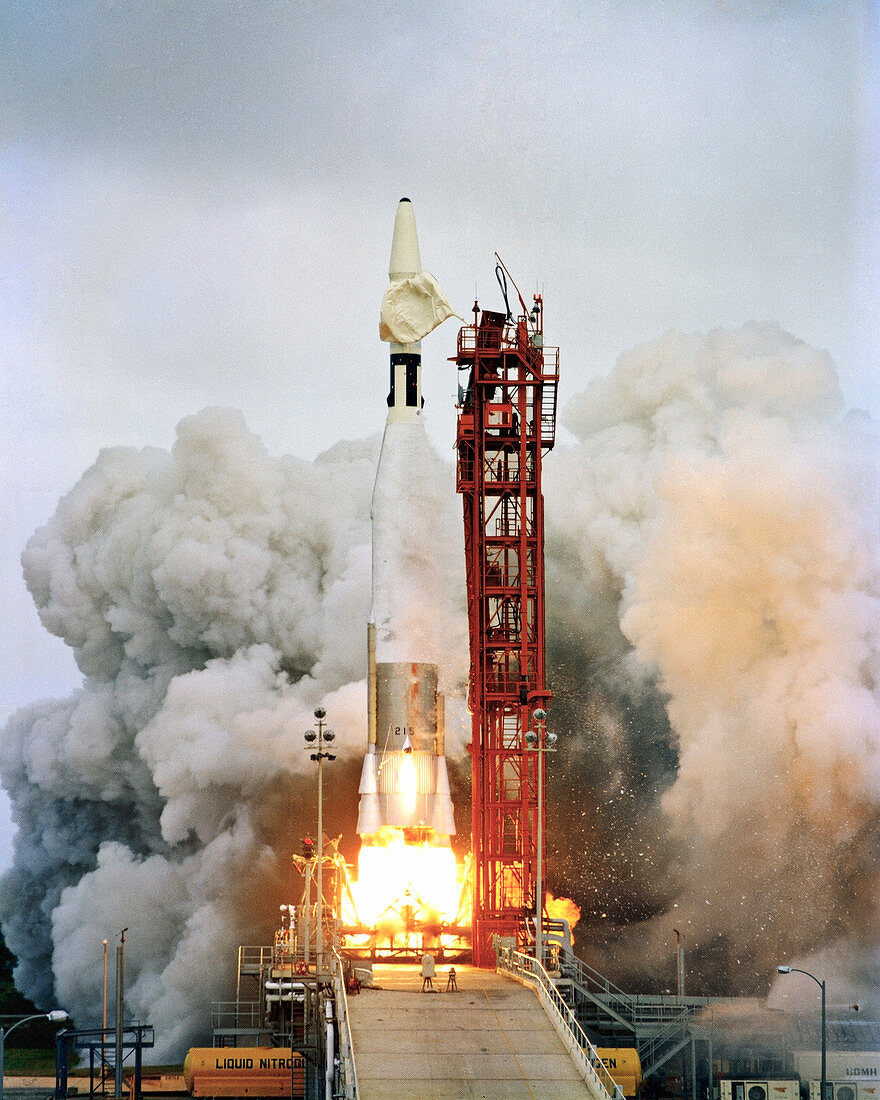 Ranger 5 spacecraft launch, Atlas-Agena rocket, 1962