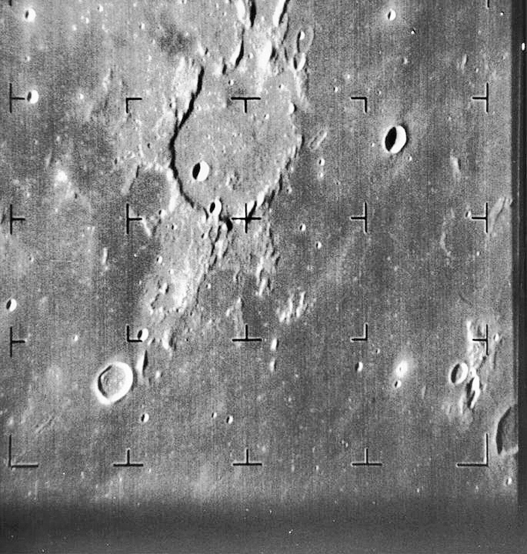 Guericke Crater on the Moon, Ranger 7 image, 1964