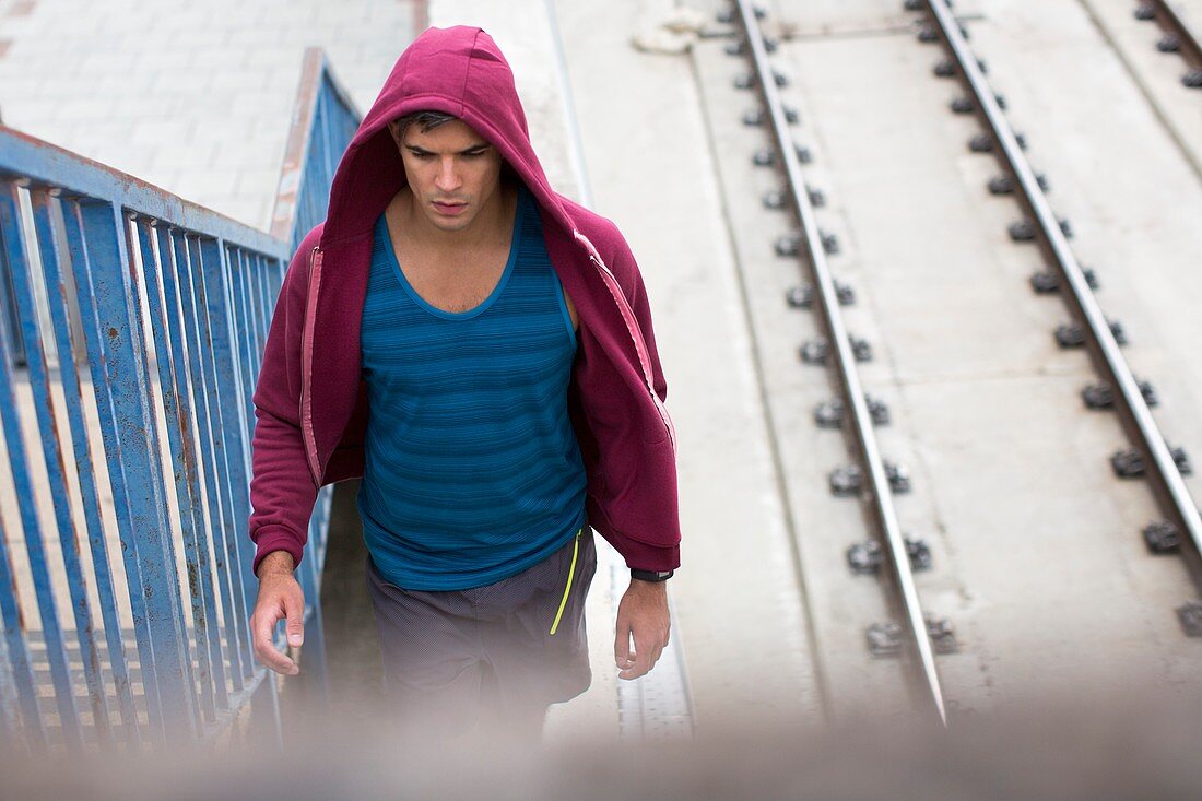 Young man wearing hooded top