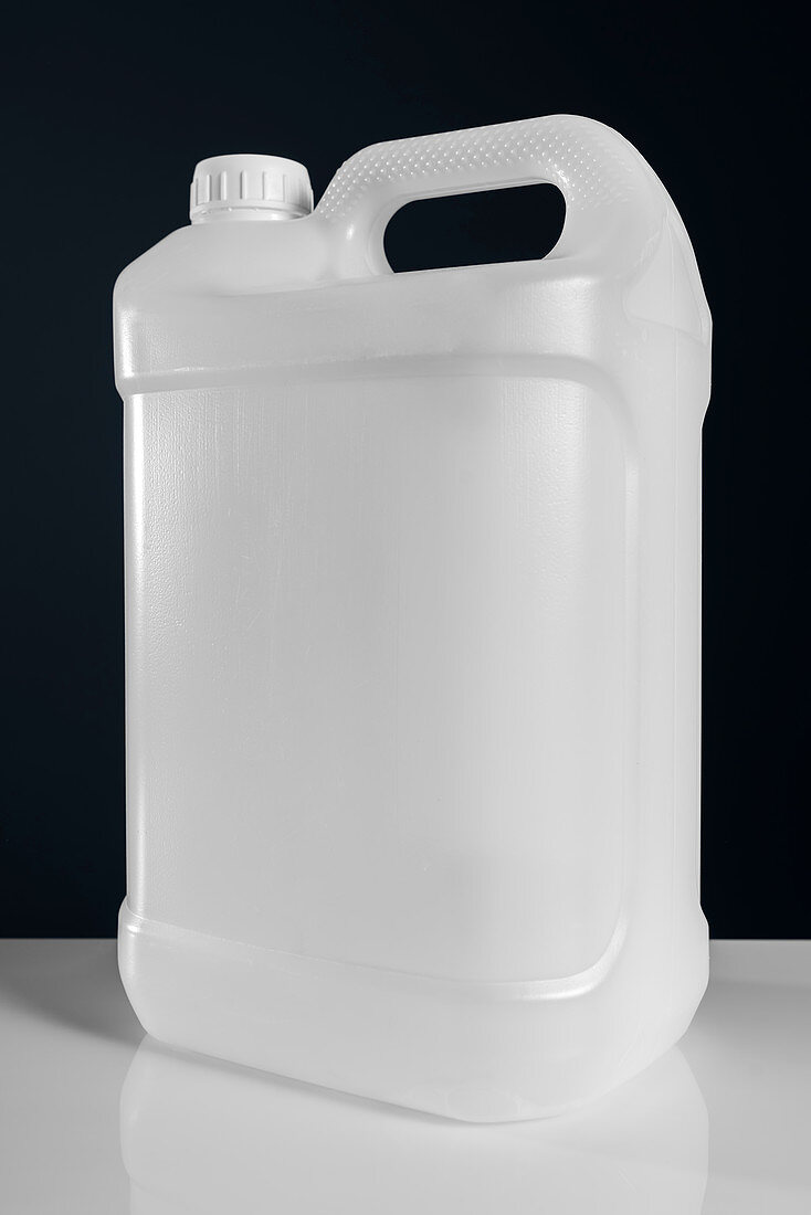 Unlabelled white plastic canister