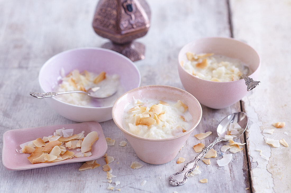 Oriental rice pudding with rose water