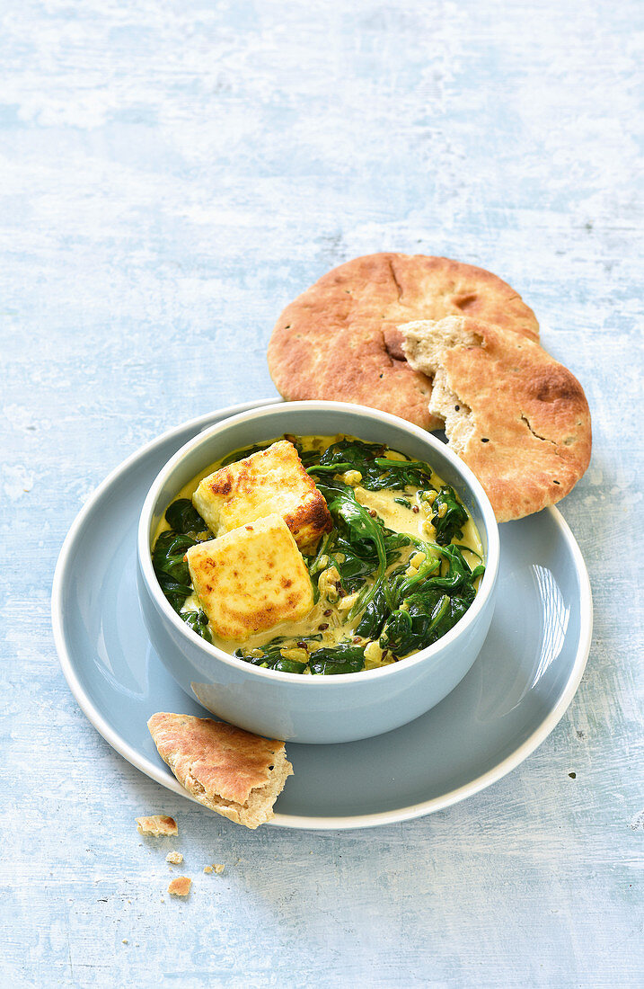 Palak Paneer (Indian style spinach with soft cheese )