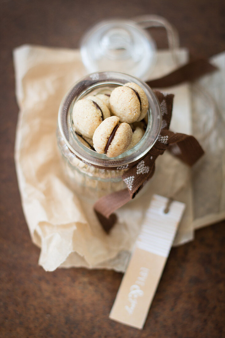 Baci di dama (chocolate-filled biscuits, Italy)