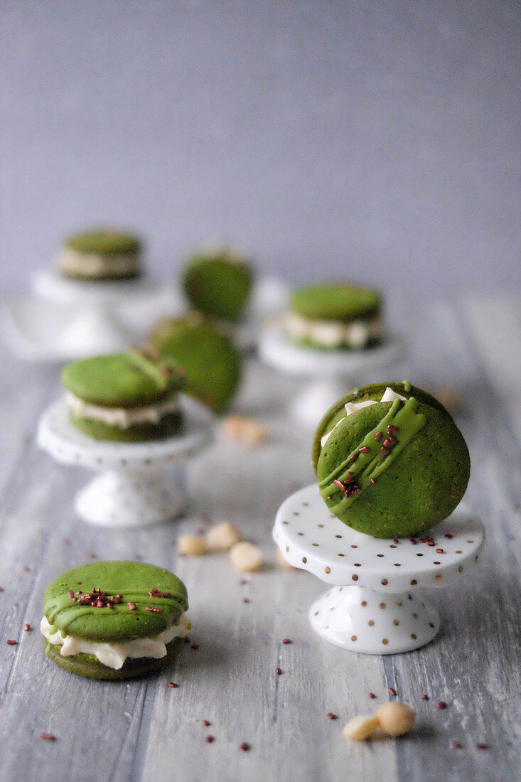 Grüne Macadamia-Limetten-Whoopies