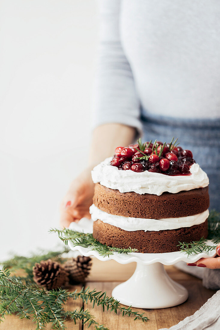 Cranberry Gingerbread Cake