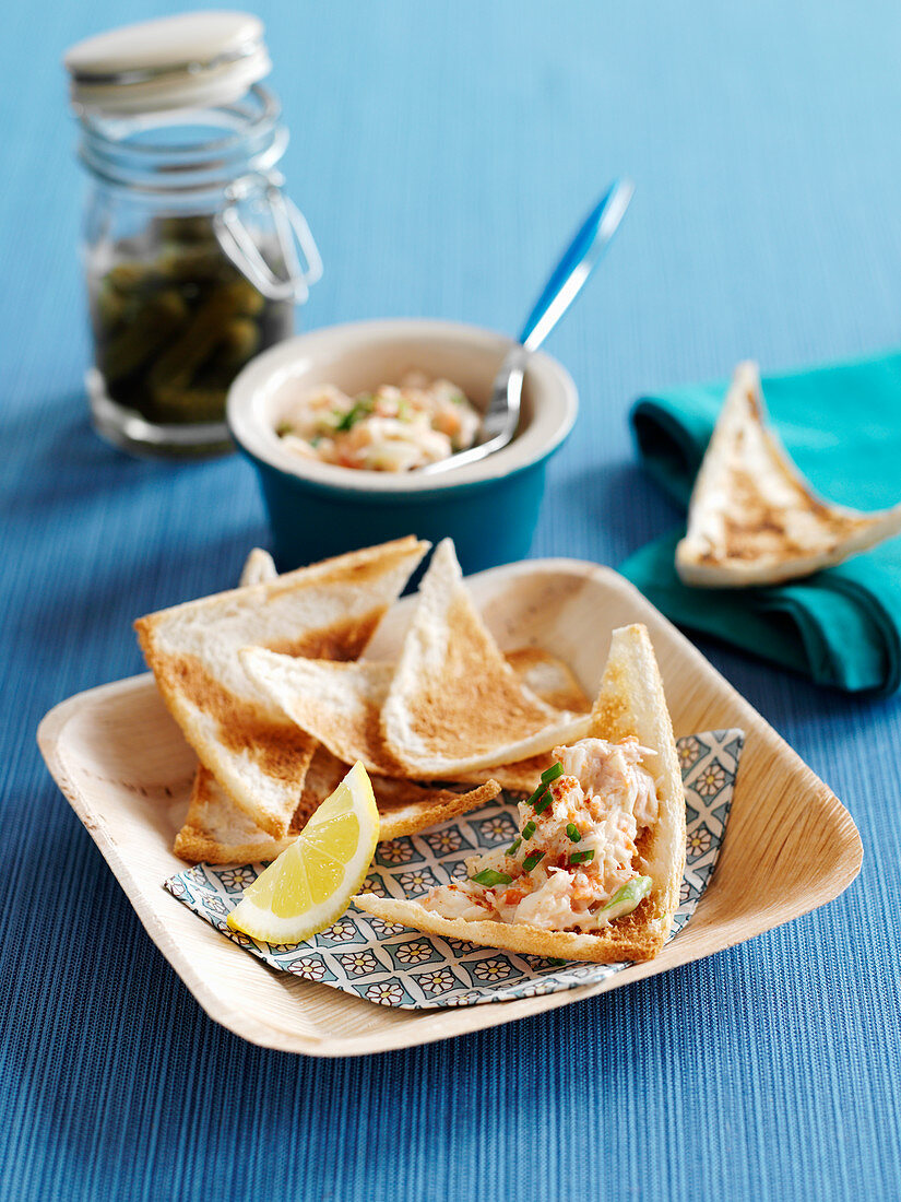 Crab pate on melba toast