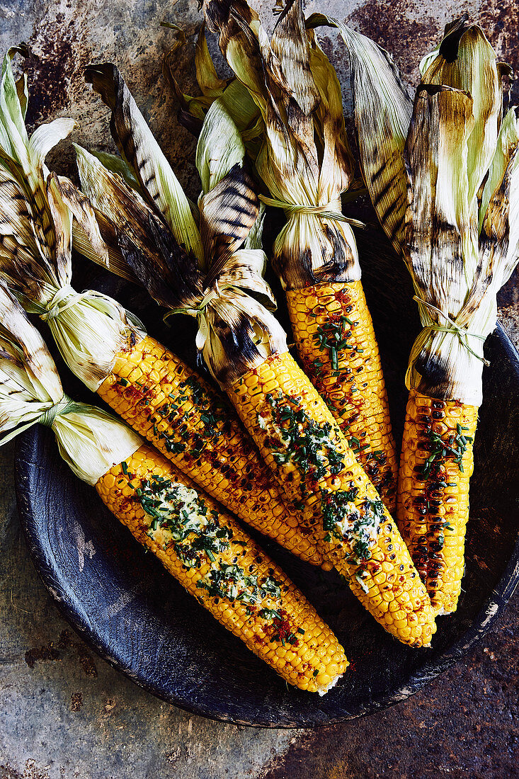 BBQ corn cobs with herb butter and sweet smoked paprika