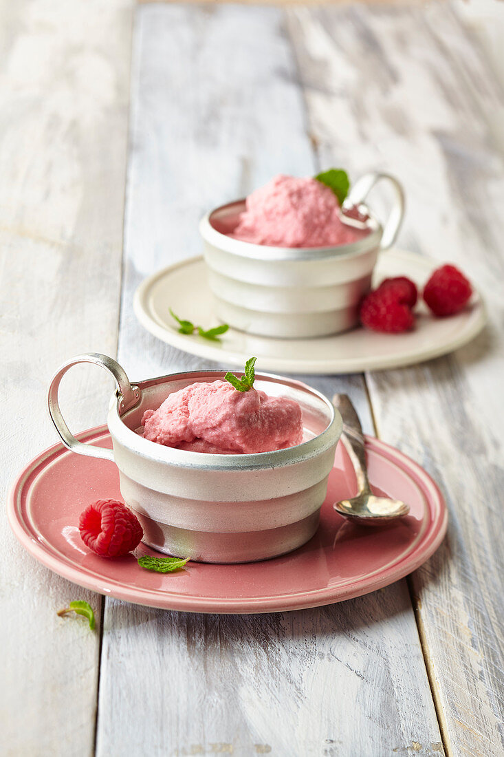 Homemade raspberry ice cream